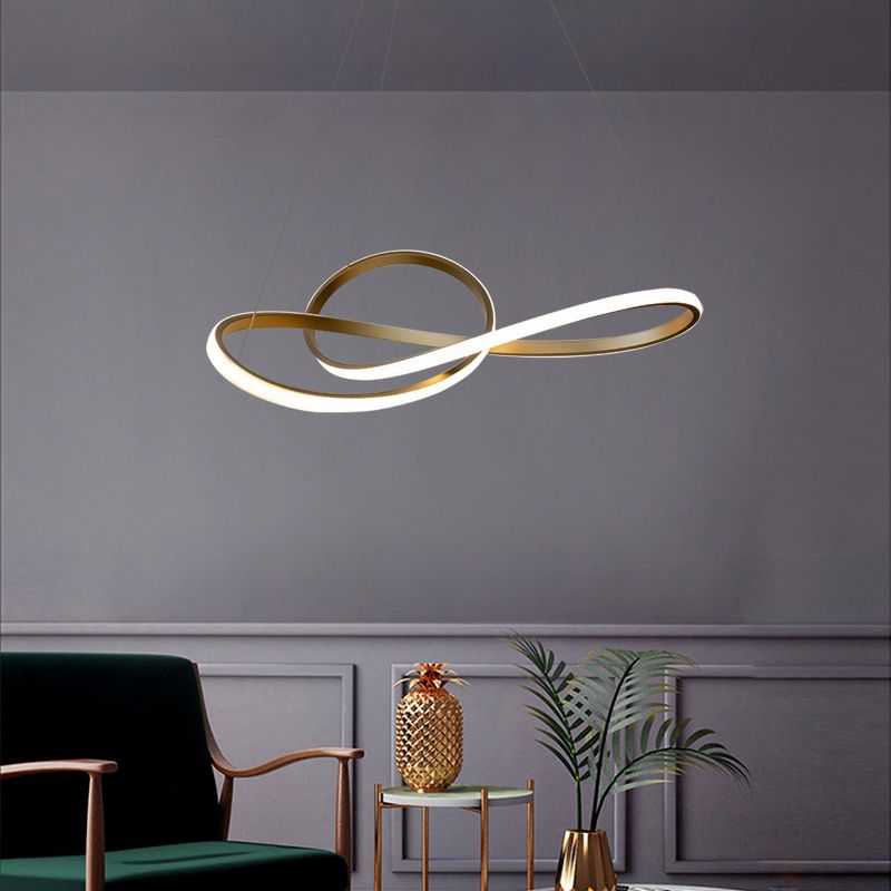 Modern Linear LED Pendant Chandelier Light Aluminum Chandelier in Gold Finish