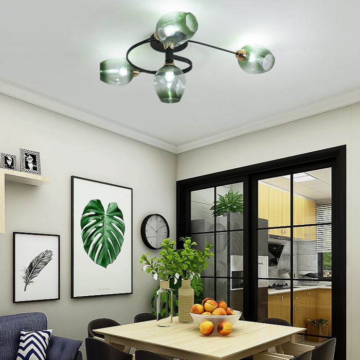 Industrial Dome Shade Unique Flush Mount Ceiling Lights Metal Semi-Flush Mount for Bedroom