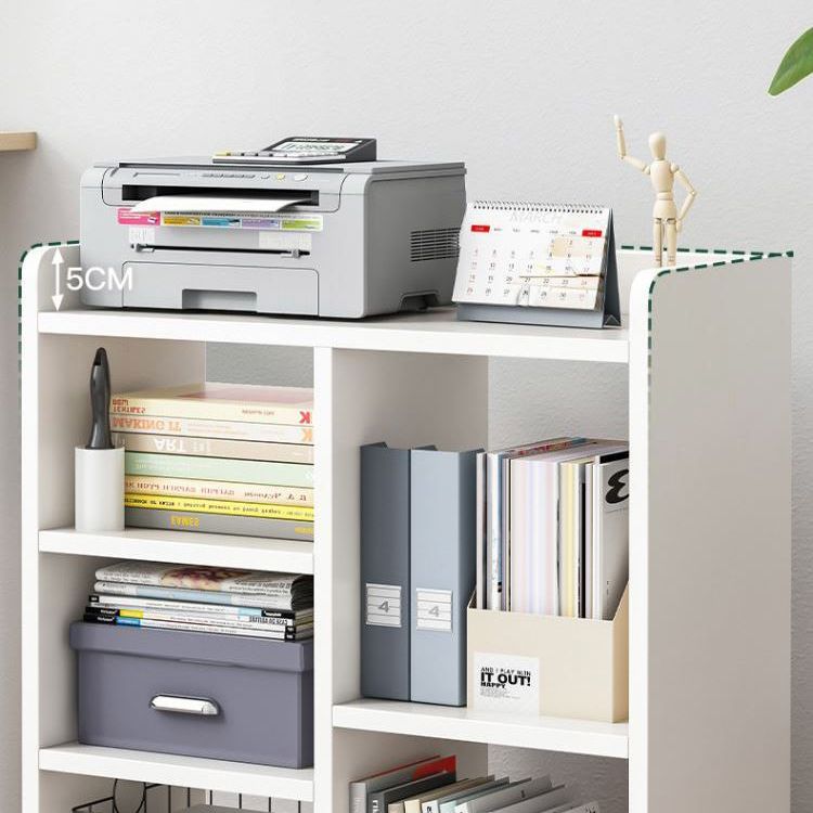 Contemporary Standard Bookshelf Engineered Wood Bookcase with Caster