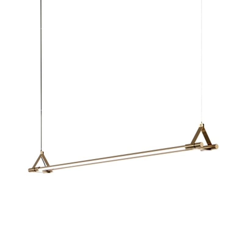 LED Linear Kitchen Island Lighting in Gold Contemporary Solid Brass Ceiling Pendant