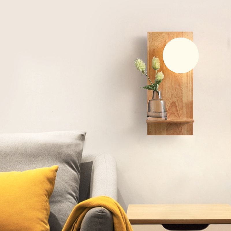Ball Wall Sconce Lighting Modern Wood 1 Light Wall Mounted Light (Ornament not included)