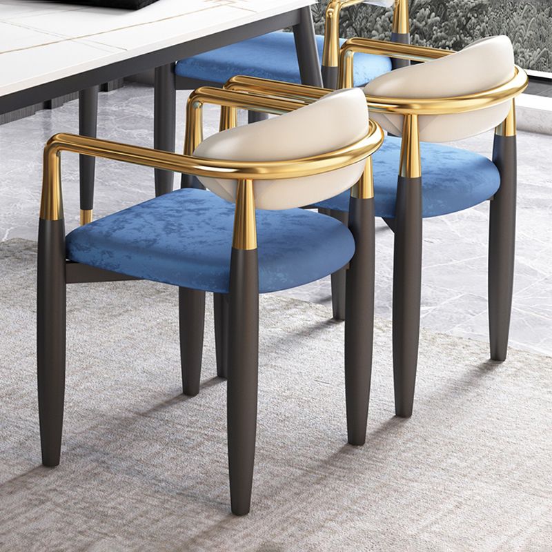 Eigentijdse stijl eetstoelen eetarm open achterstoelen met metalen benen