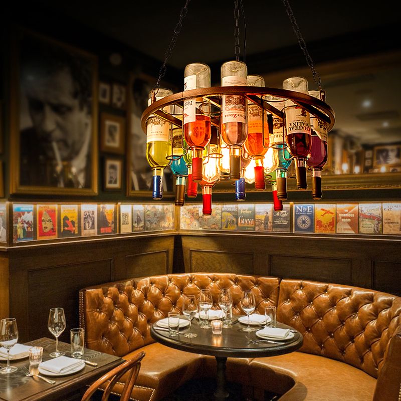 Luminaire de lustre de bouteille de vin luminaire rétrosolant de style industriel pour bar