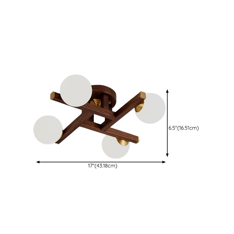 Modern Simple Ceiling Lamp Wooden Ball Shape Shade Ceiling Light for Living Room