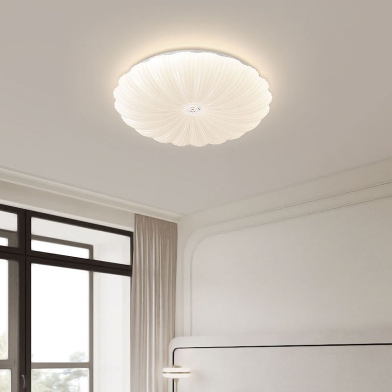 Iron and Acrylic LED Ceiling Flush in White Finish Round Flush Mount