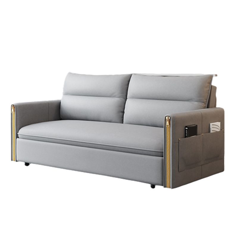 Stain Resistant Faux Leather Contemporary Bed Sofa Couch in Grey