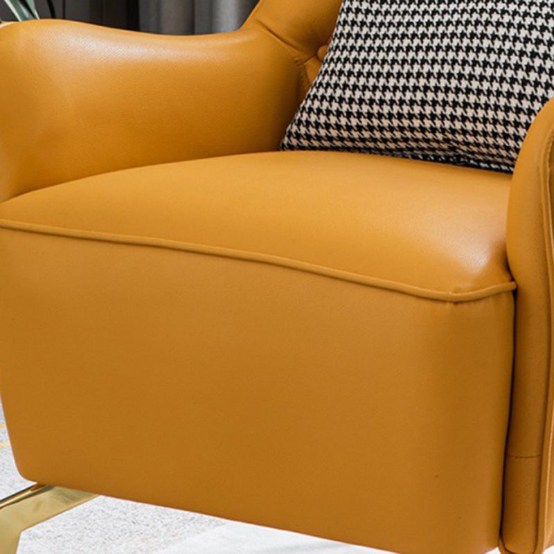 Bonded Leather Wingback Chair with Basic Four Legs and Tufted Back