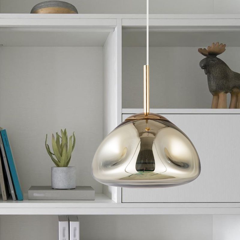 Gold/Silver/Rose Gold Melt Shape Pendant Lamp Modern 1 Light Dimpled Blown Glass Hanging Light Kit