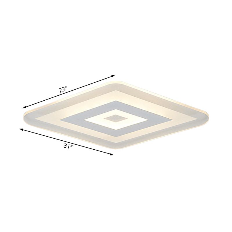 23"/31"/47" Brede Dunne Acryl Flush Mount Licht Eenvoudige LED Witte Plafondlamp in Warm/Wit Licht