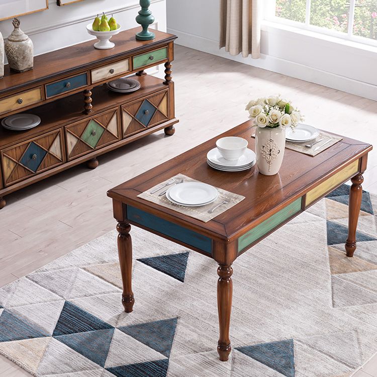 Mesa de madera de madera sólida Mesa de comedor de madera moderna de mediados de siglo con 4 patas