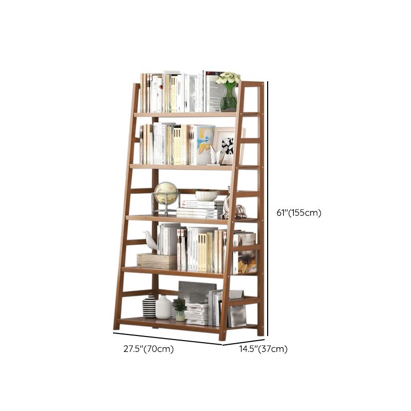 Modern Open Back Ladder Bookshelf Engineered Wood Bookcase with Shelves