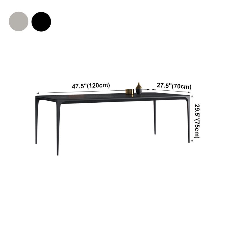 Rectangle Sintered Stone Dining Table Industrial Style 4 Legs Base Table for Home