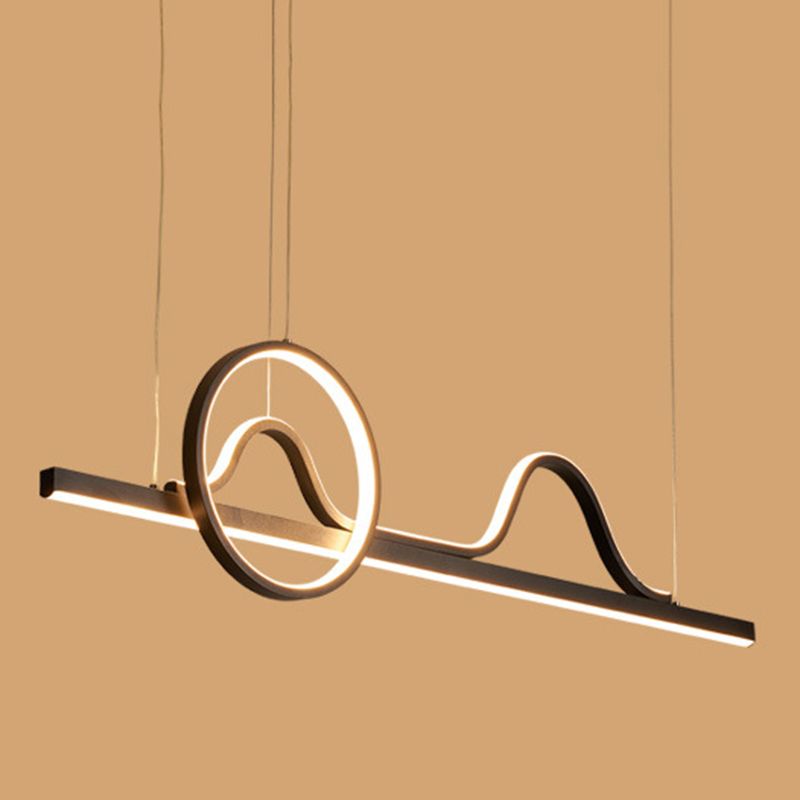 Linear Shape Island Pendants Contemporary Metal 3 Light Pendant Lighting Fixtures in Black