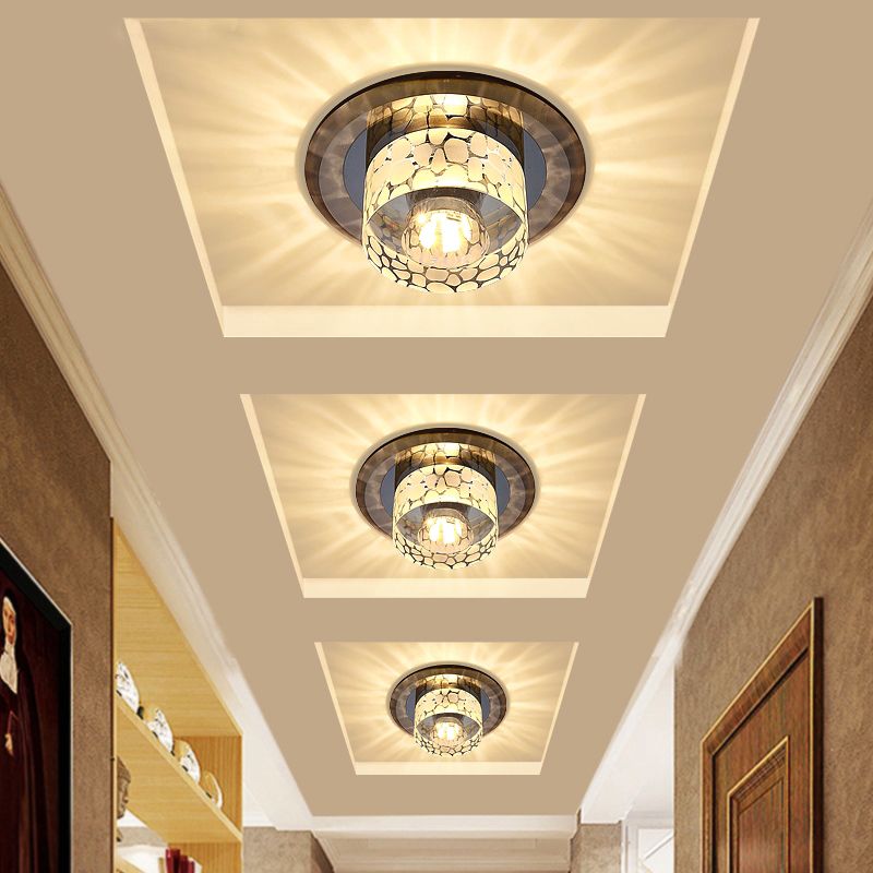 Circular LED Flush Mount Light Simplicity Crystal Corridor Flush Mount Ceiling Light