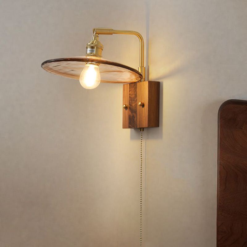 Japanese Style Wooden Wall Light Geometry Shape Wall Lamp for Living Room
