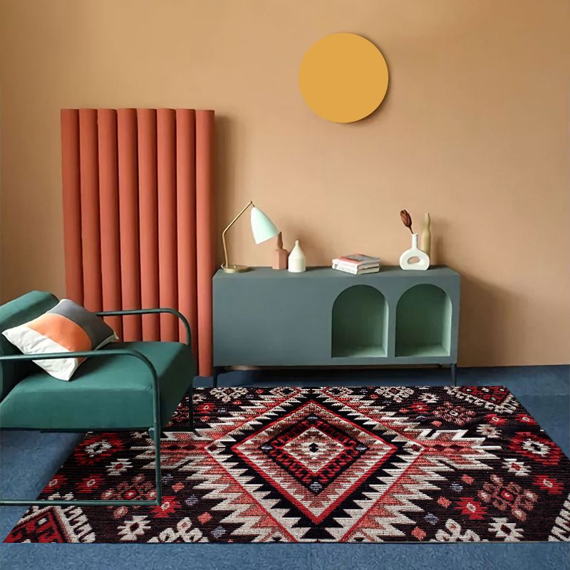 Orange Modern Rug Polyester Graphic Indoor Rug Non-Slip Backing Rug for Home Decor