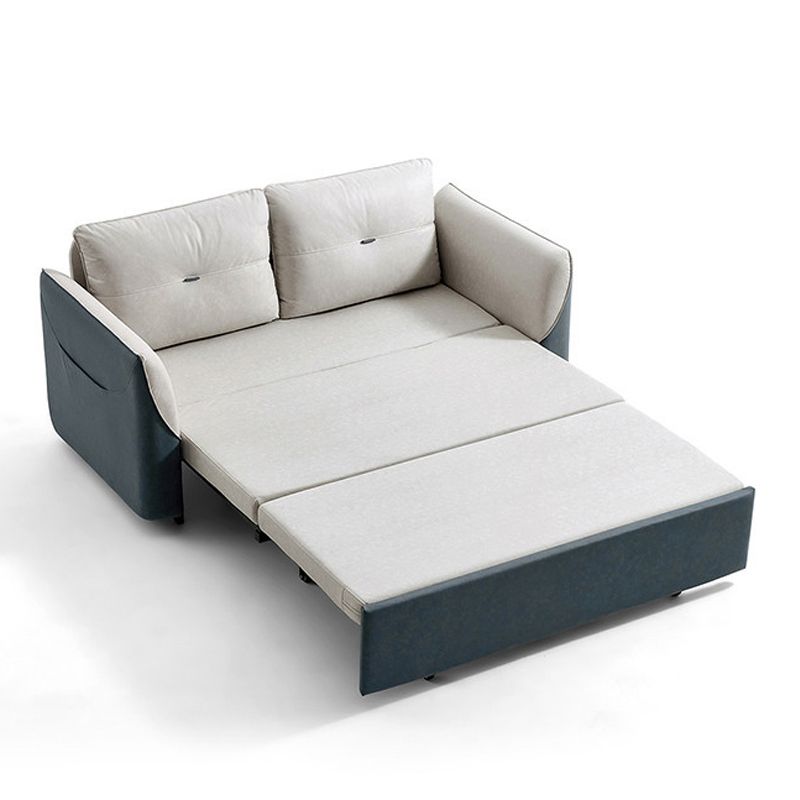 Faux leather Sofa Bed with Pillow Back Convertible Sofa with Magazine Storage