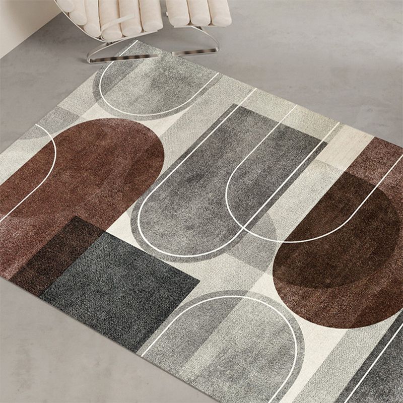 Modern gebied tapijt funky bruin tapijt woonkamer wasbaar polyester tapijt met niet-slip rug
