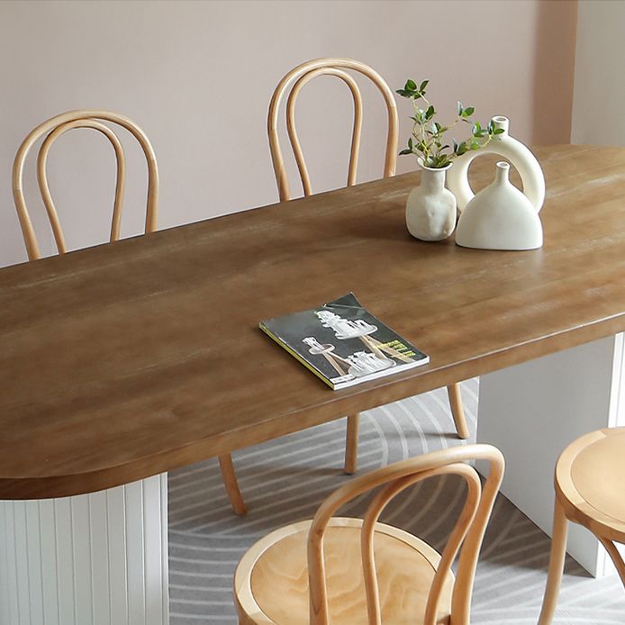 Modern Dining Oval Table Dining Wooden Table for Restaurant with Wood Legs