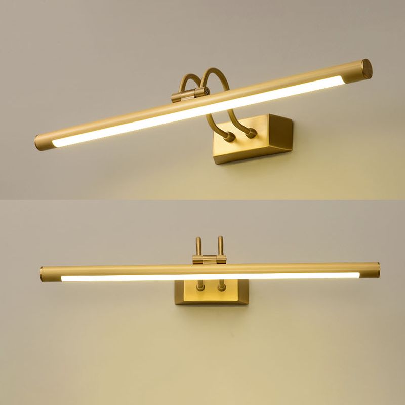 Messing Straight Mirror Light Modern Style Single Light Wall Lampe für Schlafzimmer