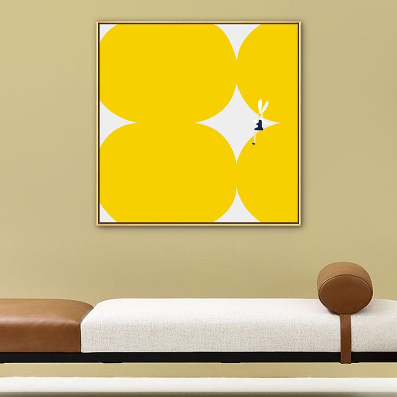 Cute Bunny Girl Canvas Wall Art Dining Room Geometry Wall Decor, Multiple Size Options