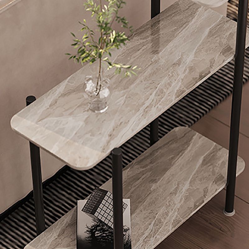 Contemporary Rectangular Side Table Slate Top 4 Legs End Table