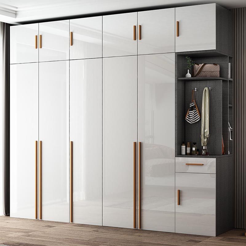 High Gloss White Modern Wardrobe Engineered Wood Storage Cabinet for Home
