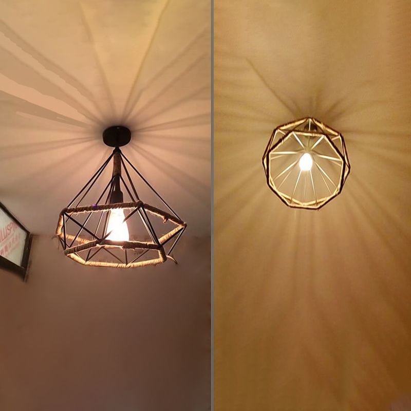 Touw diamant hanger lichtarmatuur industrieel restaurant hanger lichtkit in beige