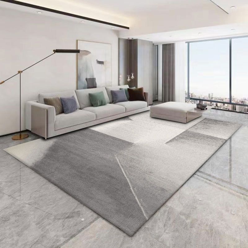 Dark Gray Modern Rug Polyester Linen Indoor Rug Washable Rug for Drawing Room
