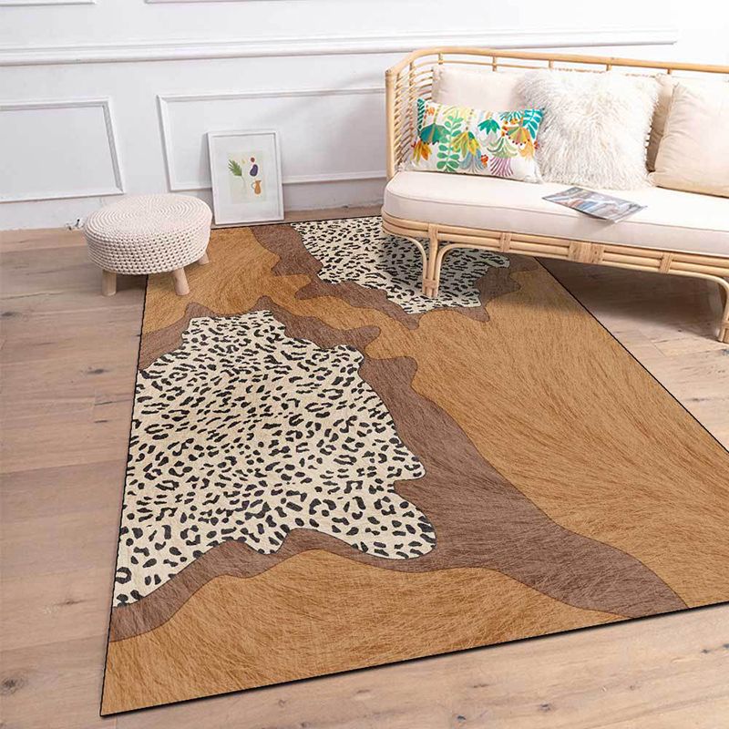 Fancy Tiger Print Rug Modern Polyester Area Rug Stain Resistant Rug for Drawing Room