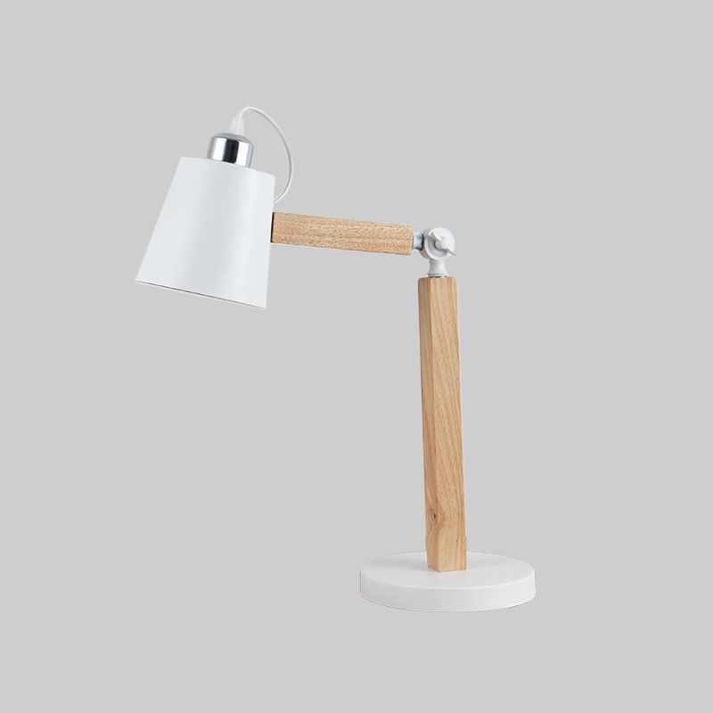 Lampada da comodino moderna a 1 testa con luce da scrivania affusolata in metallo in bianco/nero con nodo rotante