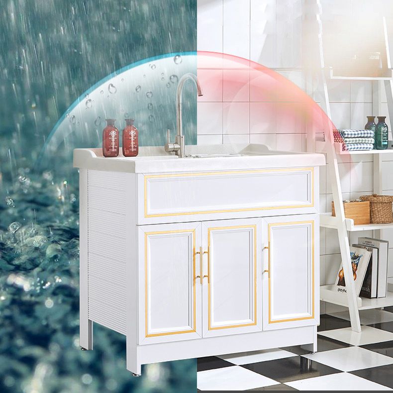 Bathroom Sink Vanity Ceramic Sink Drawers Storage Shelf Vanity with Faucet