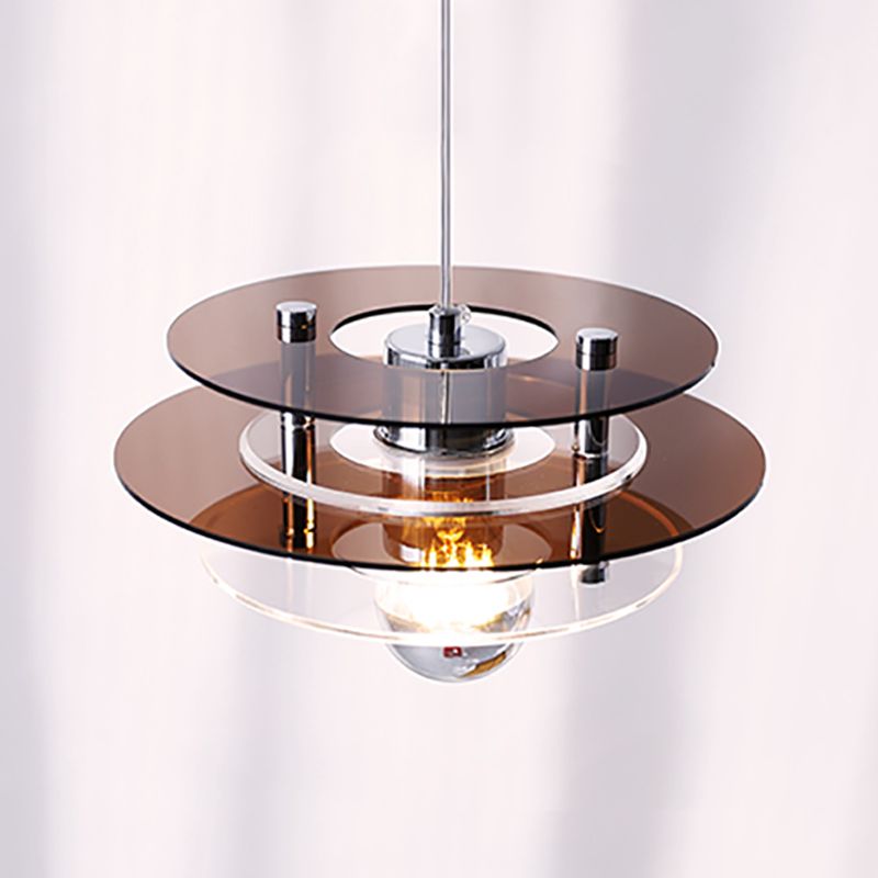 Nordic Style Macaron Pendant Light 1 Light Metal Acrylic Hanging Light for Bedside