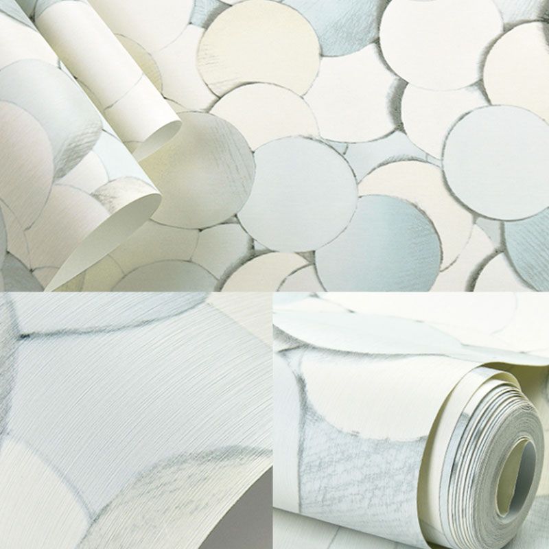 33' x 20.5" Minimalist Wallpaper Roll for Accent Wall with 3D Print Round Pattern in Soft Color