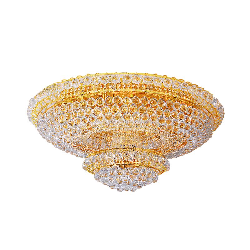 Tiered Faceted Crystal Orb Flush Mount Modern Stylish 8-Light Parlor Ceiling Mount Chandelier