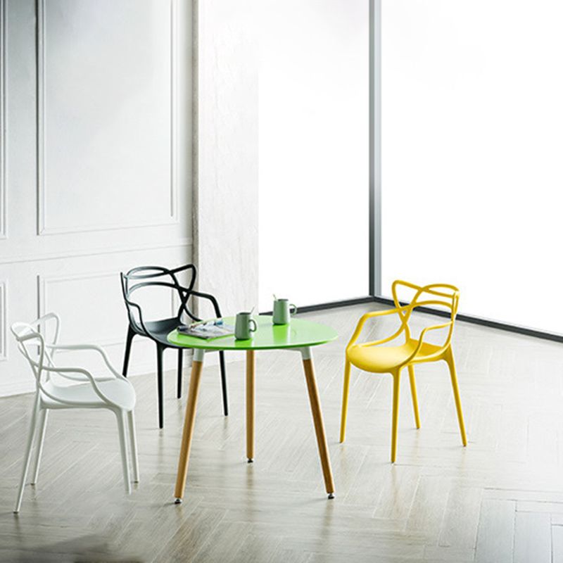 Nordic Style Arm Side Chairs Open Back Chairs with Plastic Legs for Kitchen