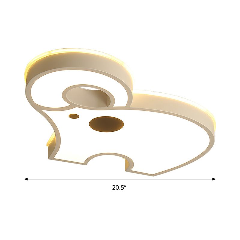 Acrylic Long Nose Elephant Ceiling Light Animal LED Ceiling Mount Light in White for Child Bedroom