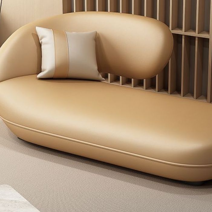 Contemporary Upholstered Solid Color Genuine Leather One Armed Chaise Lounge