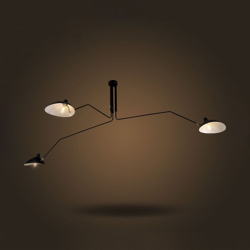 Metallic Cone Shade Semi Flush Chandelier Industrial Style 3-Light Indoor Semi Flush Mount Lighting in Black