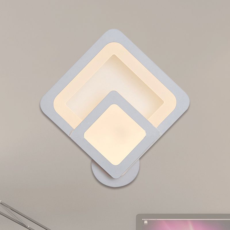 Luz de apliques de pared LED simple con tono acrílico Lámpara montada en la pared blanca cuadrada/ovalada en cálido/blanco
