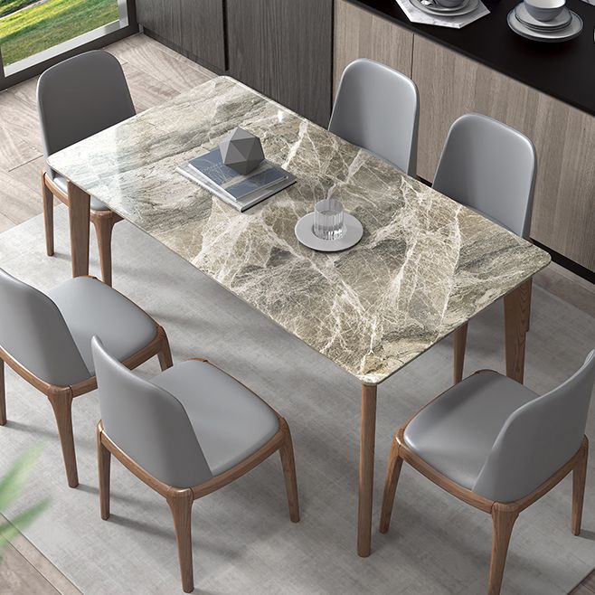 Rectangle Stone Table Modern Standard Height Dining Table with 4 Legs