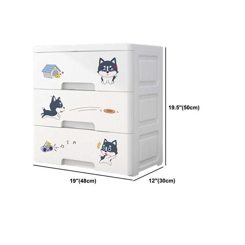 Contemporary Wardrobe White Color Plastic Wardrobe Closet with Drawers