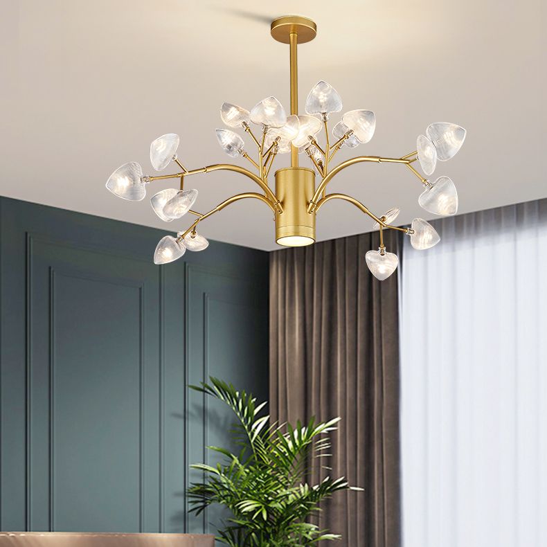 Firefly Design Chandelier Light Clear Acrylic Leaf-shaped Shade Modern Style Lighting Fixture Lamp for Bedroom Aisle Corridor