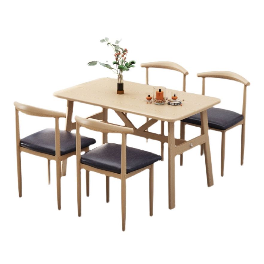 Modern Wood Top Rectangle Shape Dining Furniture 4 Wood Legs Table for Dining Room Furniture