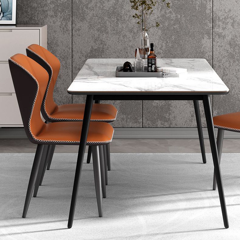Chaises de salle à manger sans accoudoirs rembourrées à oreilles, chaises d'appoint avec pieds en métal