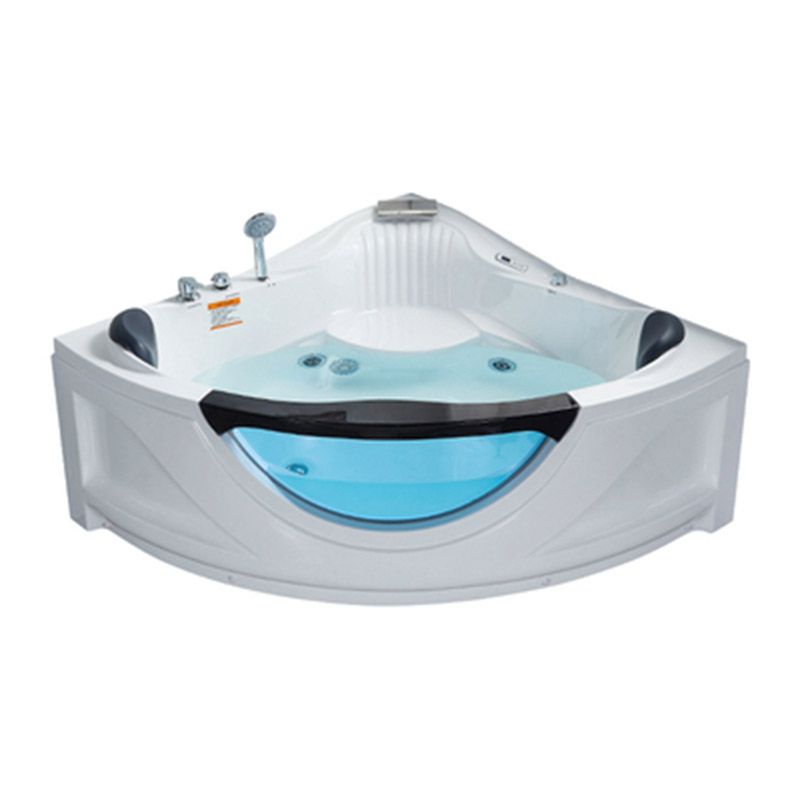 Contemporary Acrylic Corner Bath Tub White Tub with Internal Drain