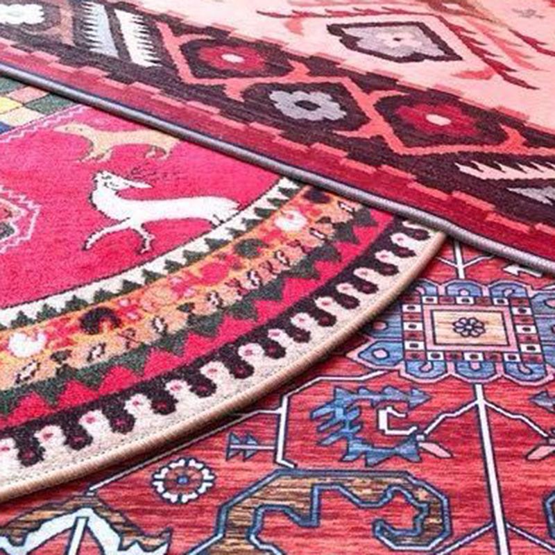 Bohemian Americana Pattern Rug Apricot Polyester Area Rug Anti-Slip Area Carpet for Bedroom
