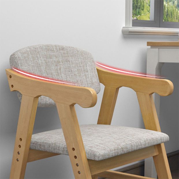 Silla de comedor con respaldo abierto, brazo tapizado, silla de comedor individual con patas de madera