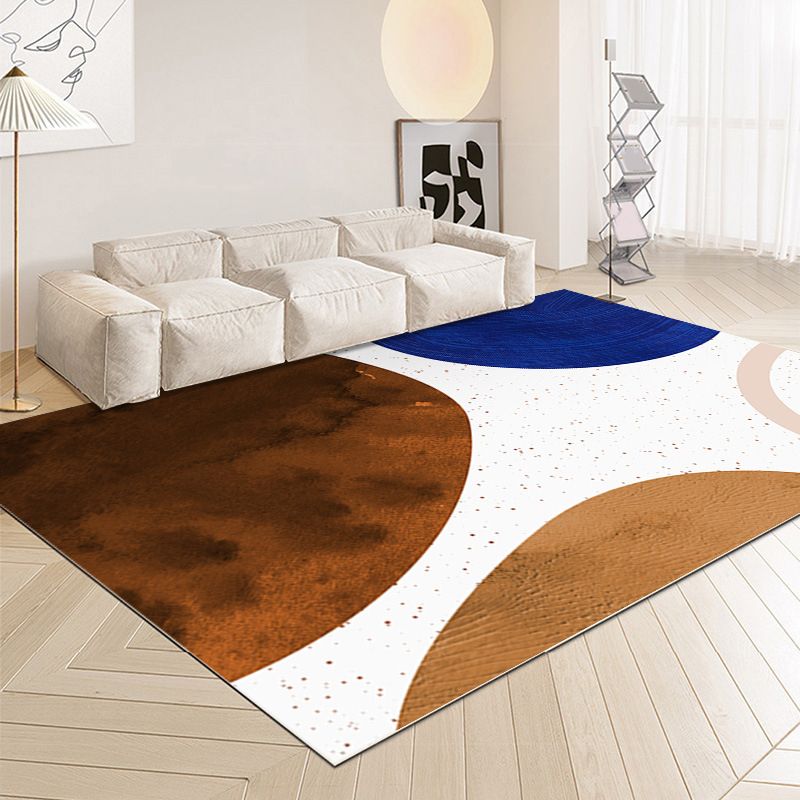 Dark Brown Color Lump Rug Polyester Modern Rug Washable Rug for Living Room