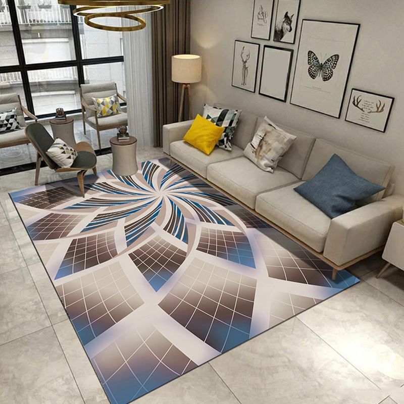 Unique Geometric Rug Multi-Color Modern Area Carpet Polypropylene Non-Slip Backing Easy Care Rug for Parlor